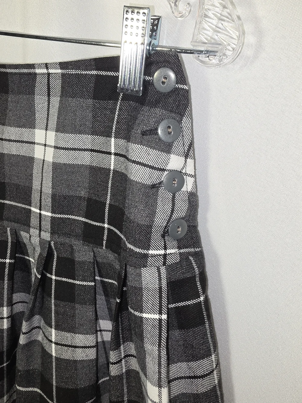 Express Gray Plaid Pleated Skater Skirt - Picture 3 of 4
